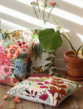 'Botanical Bliss' Kantha Hand-Embroidery Cushion Cover