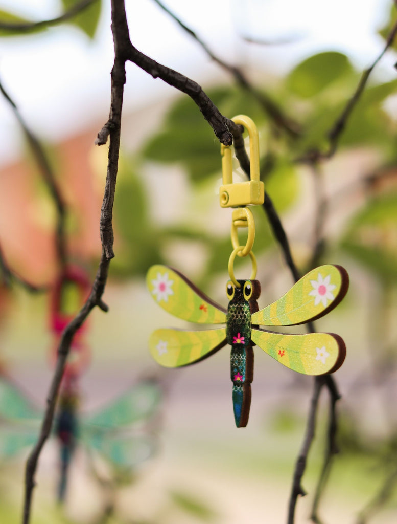 'Lemon' Dragonfly Illustrated Multipurpose Charm Keychain Masala Chai