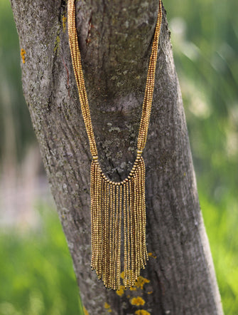 'Meraki' Brass Beaded Layered Necklace
