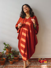 'Zikr' Handloom Cotton Kaftan Dress in Brick