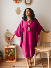 'Zikr' Handloom Cotton Kaftan Dress in Pink