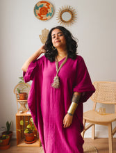 'Zikr' Handloom Cotton Kaftan Dress in Pink