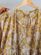 'Bloom' Hand-blockprinted Kalamkari Boho Dress (Mustard Yellow)
