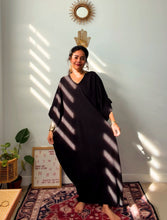 Zubeida Boho Handloom Cotton Kaftan Dress (Black)