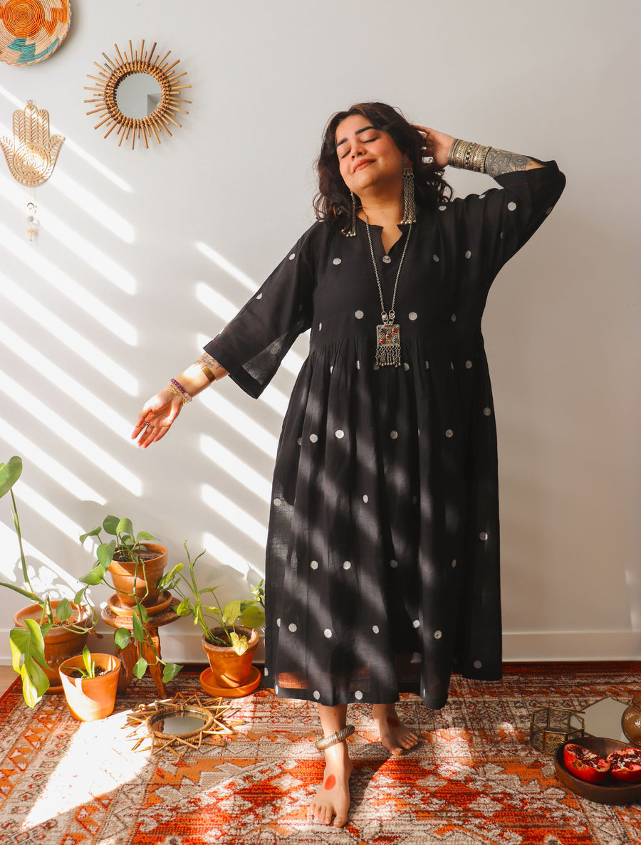 Ezra Boho Handwoven Jamdani Dress (Limited Edition) Masala Chai Ezra Boho Handwoven Jamdani Dress (Limited Edition) Masala Chai