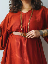 'Zikr' Handloom Cotton Kaftan Dress in Brick