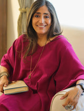 'Zikr' Handloom Cotton Kaftan Dress in Pink