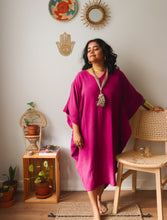 'Zikr' Handloom Cotton Kaftan Dress in Pink