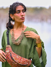 'Zikr' Handloom Cotton Kaftan Dress in Vintage Green