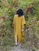 'Zikr' Handloom Cotton Kaftan Dress in Yellow