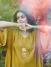 'Zikr' Handloom Cotton Kaftan Dress in Yellow