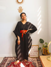 Zubeida Boho Handloom Cotton Kaftan Dress (Black)