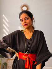 Zubeida Boho Handloom Cotton Kaftan Dress (Black)