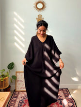 Zubeida Boho Handloom Cotton Kaftan Dress (Black)