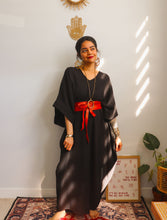 Zubeida Boho Handloom Cotton Kaftan Dress (Black)